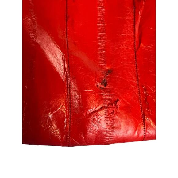 Vintage Red Eelskin Ell Skin Exotic Leather Purse Bag Retro 80s - Picture 7 of 10